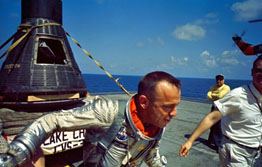 Alan Shepard back from first trip into orbit