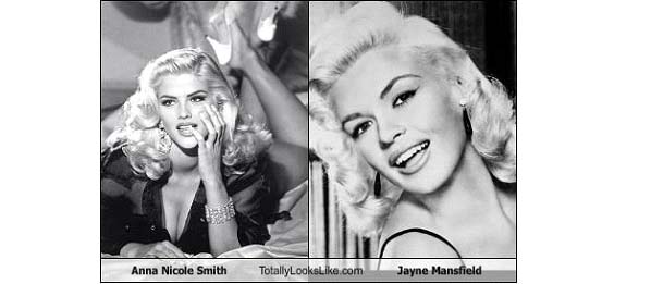 Anna Nicole Smith photo comparison with Jayne Mansfield