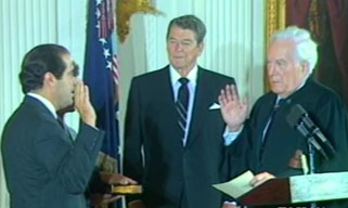 Antonin Scalia getting sworn in to the US Supreme Court