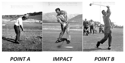 Arnold Palmer showing how he swings his club