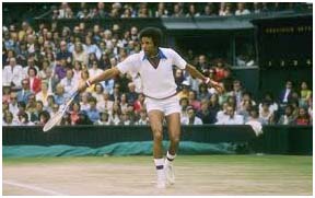 Arthur Ashe playing tennis