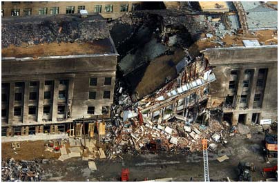 Pentagon after the 9/11 plane crash