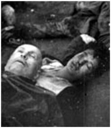 Benito Mussolini and Clara Petacci dead