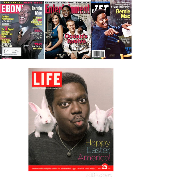 Bernie Mac on cover of various magazines