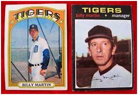Billy Martin managing the tigers baseball card