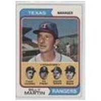Billy Martin managing the rangers baseball card