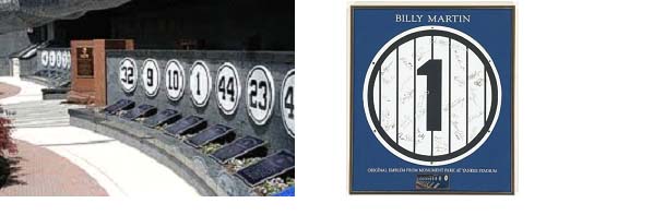 Billy Martin's retired number at Monument Park