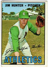 Catfish Hunter baseball card on Kansas City Athletics