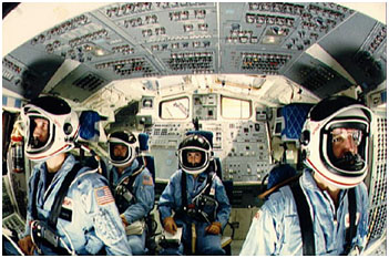 Challenger Shuttle crew before taking off