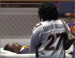 Darrent Williams in his casket