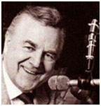 Don Pardo with a microphone