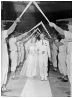 Don Zimmer getting married on a baseball field