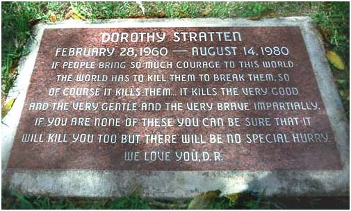 Dorothy Stratten buried in Westwood Village Memorial Park Cemetery in Los Angeles