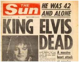 Elvis Presley newspaper notice of his death