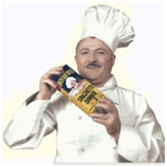 Ettore Boiardi with a box of pasta