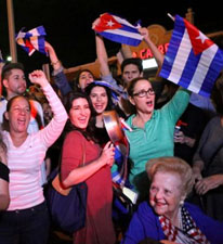 Cuban Americans celebrating Casto's death