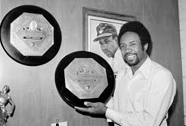 Frank Robinson with his MVP awards