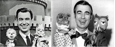 Fred Rogers working with puppets on TV