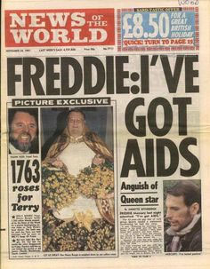 newspaper report Freddie Mercury has AIDS