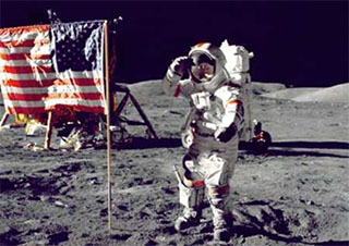 Gene Cernan walking on the moon