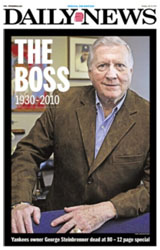 George Steinbrenner death on the cover of ny daily news