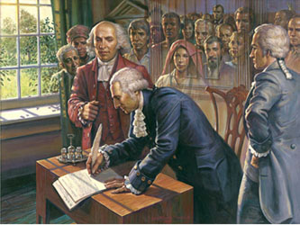 George Washington signing the Declaration Of Independence