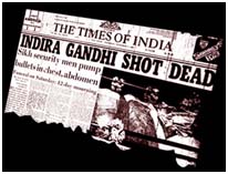 newspaper report of Indira Gandhi death