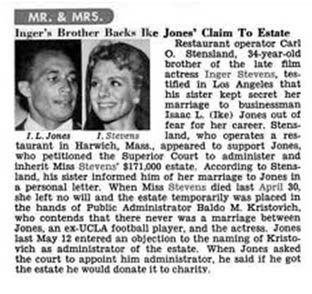 Inger Stevens newspaper article about her death