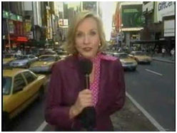 Friedel Pia Lindstrom reporting news in NYC