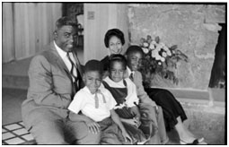 Jackie Robinson with wife and their 3 kids