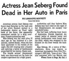 Jean Seberg death notice in newspaper