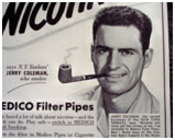 Jerry Coleman in a 1951 advertisement for smoking Pipes