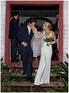 John F. Kennedy, Jr on wedding day with Carolyn Bessette