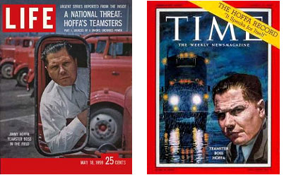 Jimmy Hoffa on the cover of Life and Time magazines