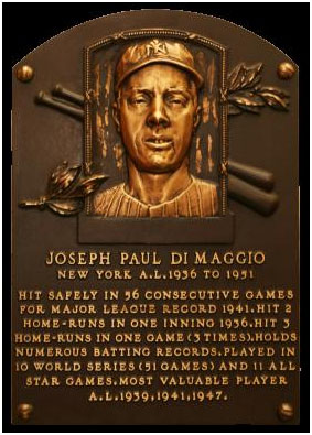 Joe DiMaggio hall of fame plaque