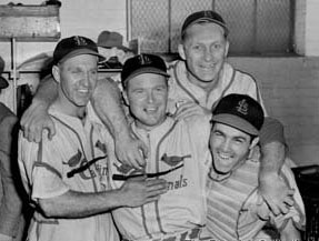 Joe Garagiola celebrating a world series championship in 1946