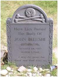 John Belushi head stone