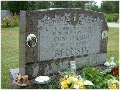 John Belushi head stone