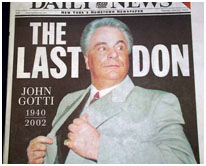 report of John Gotti's death on cover of Ny Daily News