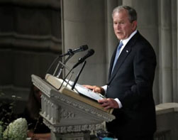 George Bush delivering eulogy at John McCain's funeral