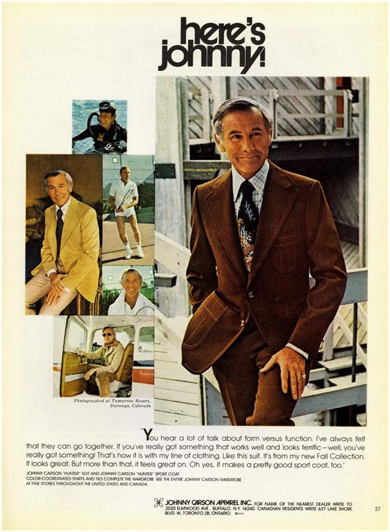 Johnny Carson apparel advertisement