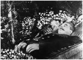 Joseph Stalin dead in a casket