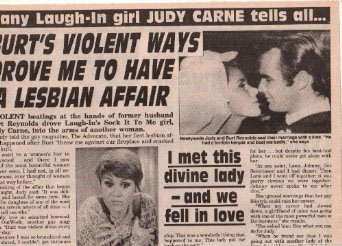 newspaper report of Judy Carne and Burt Reynolds failed marriage