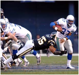 Junior Seau playing for the charger