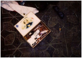 paraphernalia from the scene of Kurt Cobain's suicide