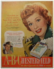 Lucille Ball chesterfield ciggarrette ad