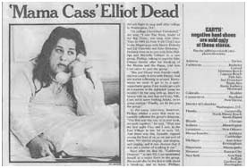 Newspaper story of Mama Cass Elliott's death