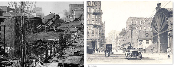 Atlanta's Union station right after the civil war and years later