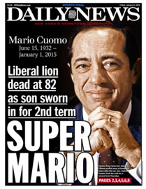 Newspaper report of Mario Cuomo's death