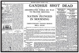 newspaper report of Mohandas Ganhdi's death